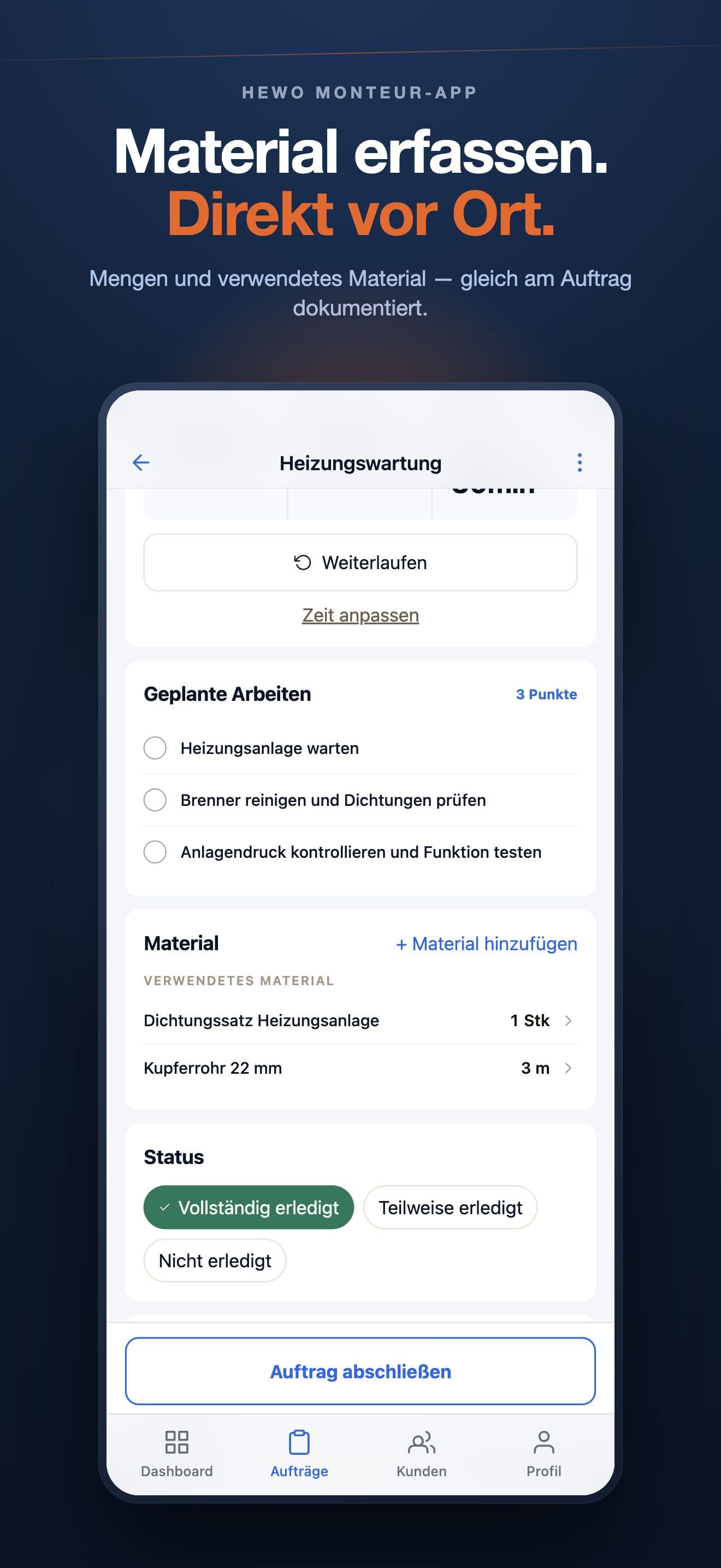 HeWo-Beispielauftrag Heizungswartung